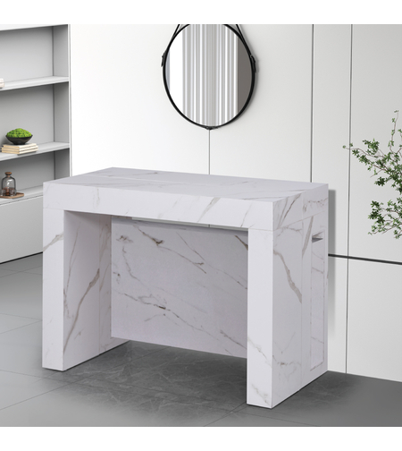 קונסולה נפתחת לפינת אוכל 3 מטר דגם הרמס Hermes לבן שיש | מבית WOODY