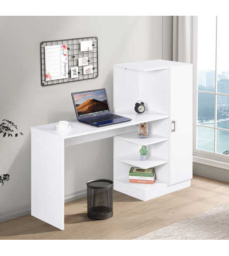 שולחן תלמיד משולב ספרייה דגם טליה Talia לבן | מבית WOODY