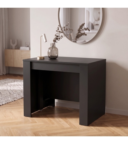 קונסולה נפתחת לפינת אוכל 3 מטר - רגל אמצע מברזל - דגם זאוס Zeus שחור | מבית WOODY