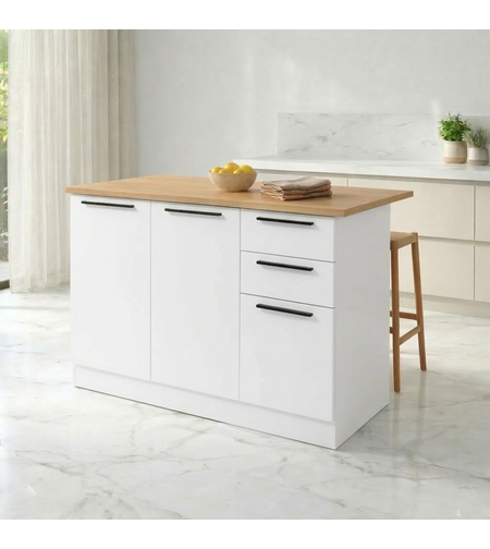 אי למטבח משולב שולחן בר דגם לורן Loren Duo לבן משולב עץ | מבית WOODY
