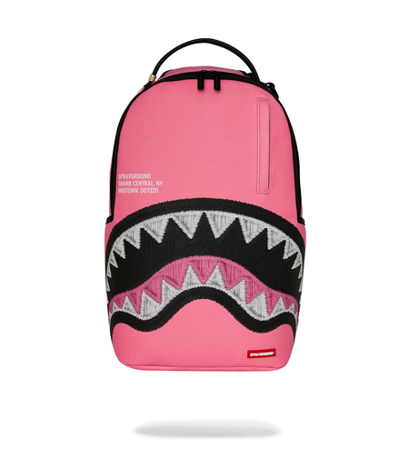 SHARK CENTRAL PINK EMBROIDERED SHARK BACKPACK