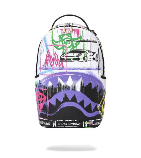 STENCIL SHARK ATTACK BLACK AND WHITE SPLIT BACKPACK