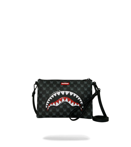 SHARKS IN PARIS WTF BUBBLY BLACK CHECK CROSSOVER CLUTCH