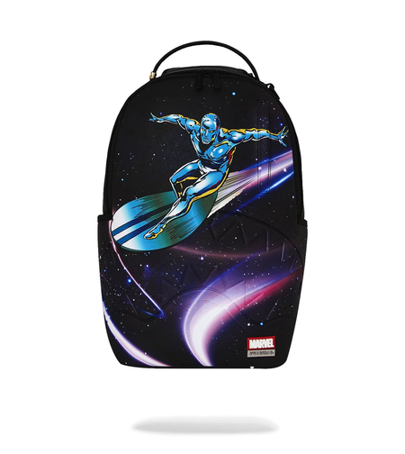 MARVEL AVENGERS SILVER SURFER COMIC DESIGN COLLAGE WITH EMBOSSED SHARK BACKPACK