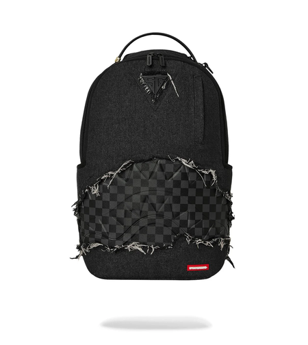 BLACK DENIM TEAR SHARK BACKPACK