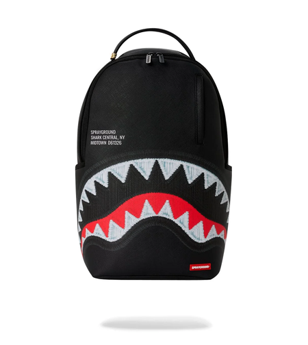 SHARK CENTRAL BLACK EMBROIDERED SHARK BACKPACK