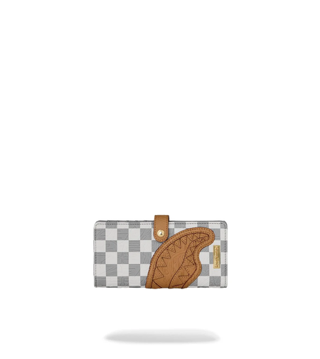 EMBOSSED CREAM CHECK SINGLE FOLD WALLET