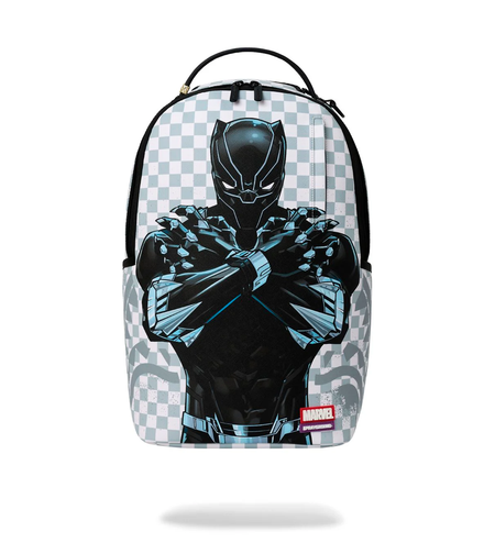 MARVEL BLACK PANTHER WAKANDA FOREVER ON WHITE CHECK BACKPACK