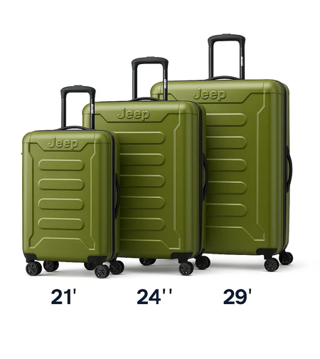 סט 3 מזוודות קשיחות Jeep JH004C ‏20″+24″+29″ – מזוודות ספינר עם מנעול TSA במבחר צבעים