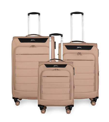 סט 3 מזוודות קלות משקל מבית מותג היוקרה Slazenger דגם C-Lite בז'