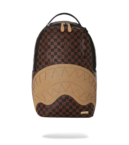 EMBOSSED CHECK BROWN BACKPACK