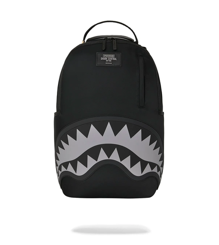 SHARK CENTRAL BLACK NYLON GRAY EMBOSSED BACKPACK