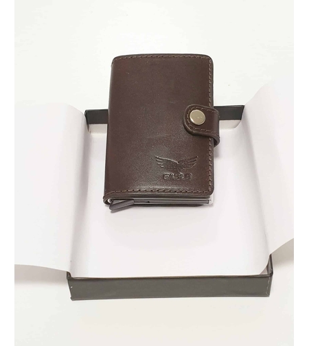 ארנק מתכת חום להחזקת כרטיסי אשראי