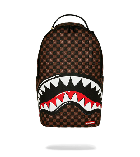 SHARKS IN PARIS WTF BUBBLE BROWN CHECK BACKPACK