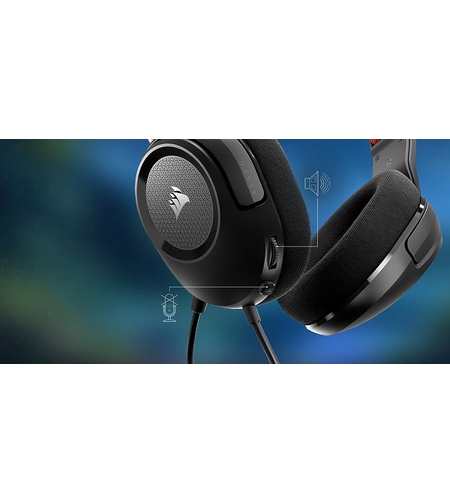 אוזניות קשת חוטיות לגיימינג עם מיקרופון מובנה Corsair HS35