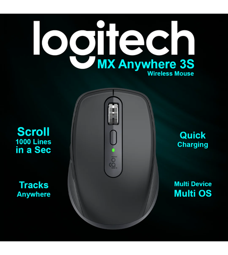 עכבר אלחוטי Logitech MX Anywhere 3S צבע שחור