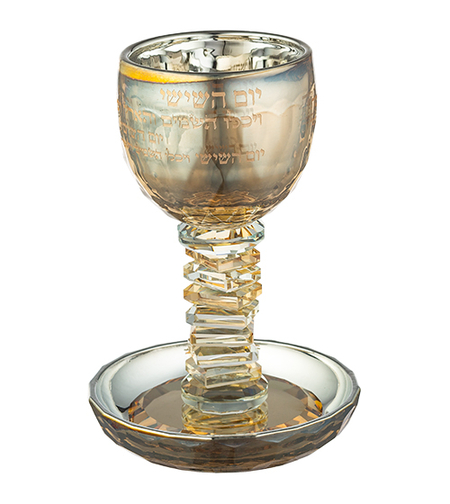 גביע קידוש קריסטל זהב מהודר 