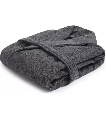 חלוק רחצה למבוגרים 100% כותנה צבע אפור כהה