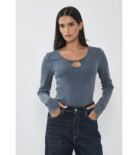 REPLAY - בודיסוט לנשים בצבע אינדיגו עם חיתוך טיפה ומפתח עגול