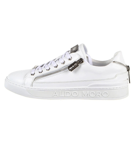ALDO MORO -נעלי אלדו מורו Zip Logo גברים בצבע לבן