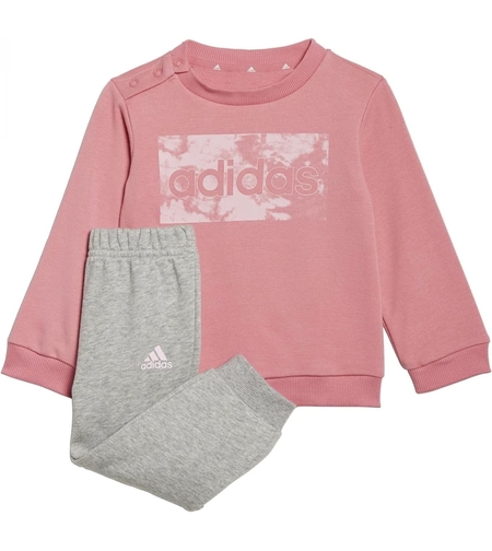 ADIDAS -חליפת לייף סטייל יוניסקס של אדידס לין פרנץ' טרי לתינוקות בגוון ורוד/ורוד שקוף