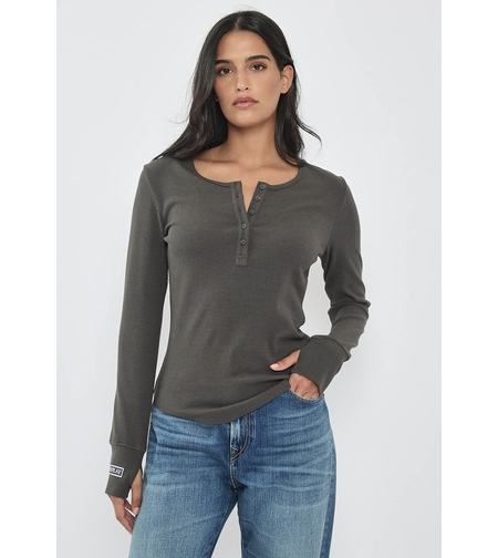 REPLAY - חולצת ריב ארוכה בצבע אפור