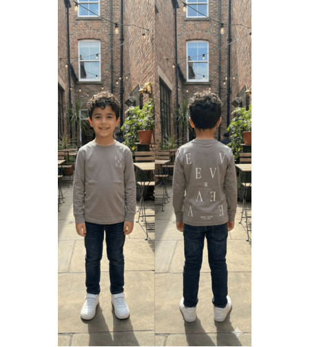 חולצת בנים שרוול ארוך בצבע אפור חרדל - EMPORIO VALENTINI