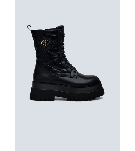 REPLAY - מגפי קומבט לנשים עם פלטפורמה בצבע שחור