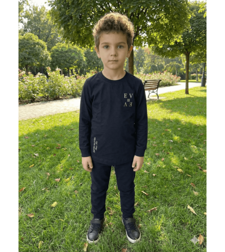 חולצת בנים שרוול ארוך בצבע שחור - EMPORIO VALENTINI