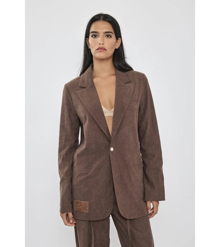 REPLAY - ז'קט בלייזר קורדרוי לנשים בצבע חום