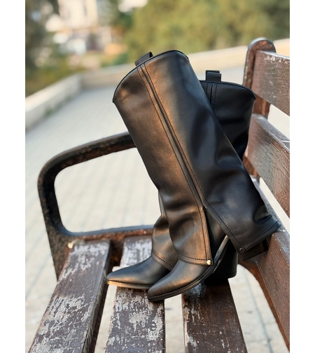 NINE WEST - מגפי בוקרים אלגנטיים בצבע שחור