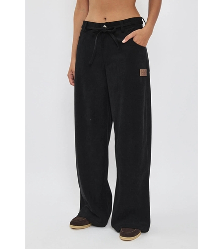 REPLAY - מכנסיים קורדרוי לנשים בצבע שחור