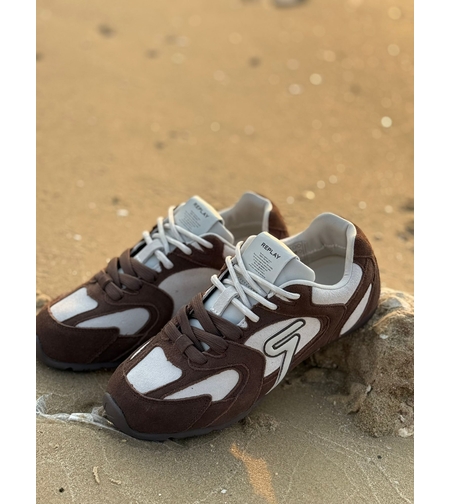 REPLAY - סניקרס DASH ONE בצבע חום ולבן