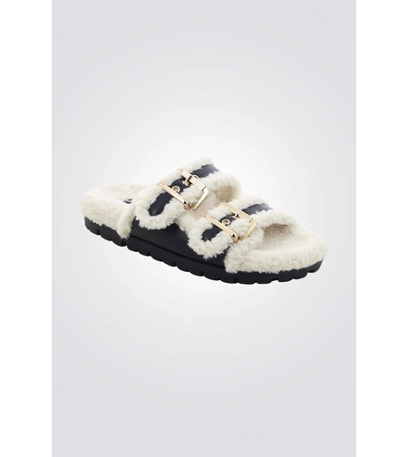 NINE WEST - כפכפי דמוי פרווה לנשים שחור