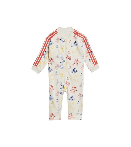 ADIDAS - בגד גוף לתינוקות של Disney Mickey Mouse (לבן גיר/אדום)