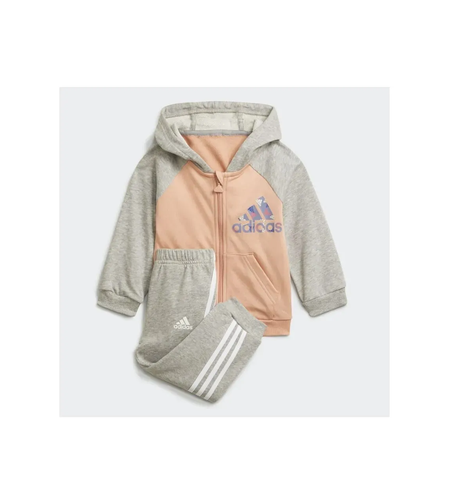 ADIDAS -  סט טרנינג שלם של אדידס לילדות באגי אוף ספורט אפור/ורוד