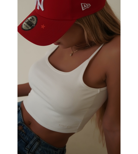 REPLAY - גופיית ריב טופ לבנה לנשים