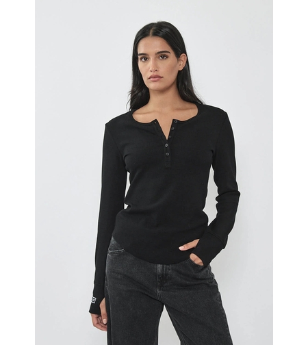 REPLAY - חולצת ריב ארוכה בצבע שחור