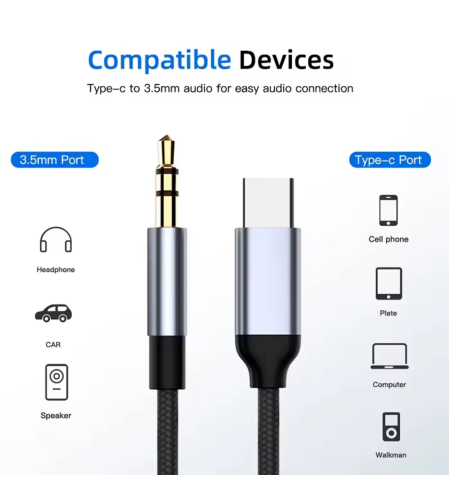 כבל אודיו USB-C ל-AUX 3.5mm – איכותי ומתאים לכל שימוש