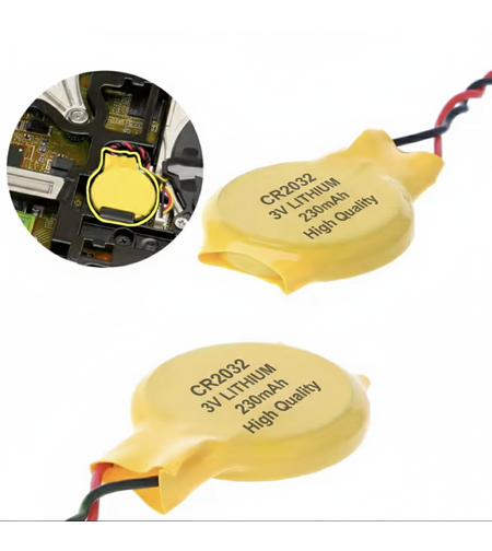 סוללת BIOS CMOS למחשב נייד – CR2032 עם מחבר 2 פינים (2-Pin Wire)