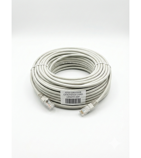 כבל רשת איכותי CAT6 באורך 20 מטר - צבע לבן