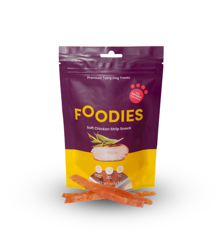 חטיף FOODIES רצועות עוף רכות, 100 גרם - פודיס