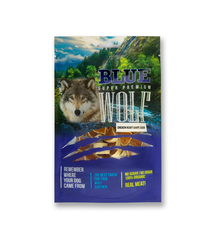 BLUE WOLF חטיף פרימיום לכלב – סושי לבבות עוף ודג בקלה