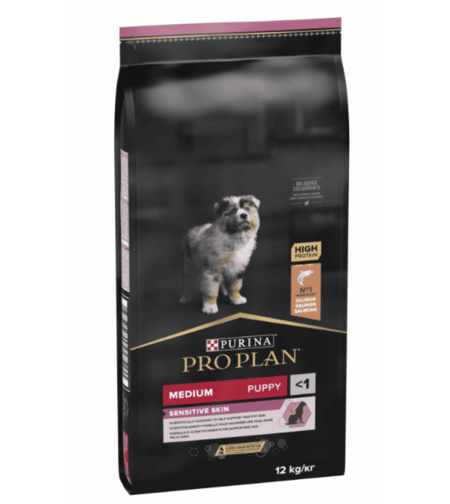 פרו פלאן סנסיטיב סלמון אוכל לגורי כלבים מגזע בינוני 12 ק