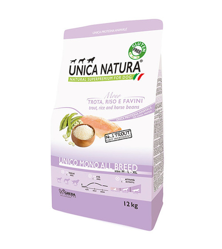 גאדה אוניקה נטורה סלמון אורז ושעועית 12 קג חלבון יחיד