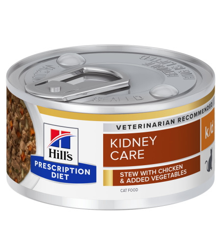 שימורי נזיד k/d | Hill's Prescription Diet קידני קייר לחתול, 82 גר' (עוף וירקות)
