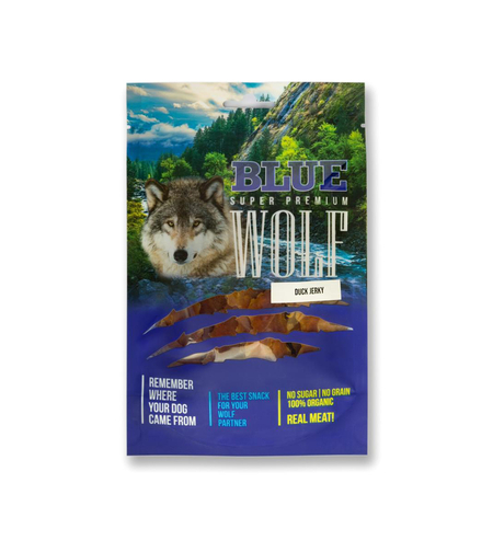 BLUE WOLF חטיף פרימיום לכלב – רצועות חזה ברווז מובחר