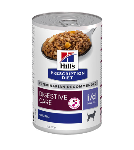 שימורי i/d Low Fat | Hill's Prescription Diet שימורי הילס דייג'סטיב קייר+ActivBiome כלב 360 גר(עוף)