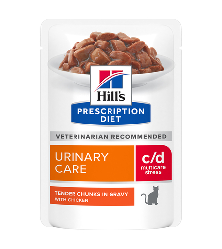 פאוצ' מזון c/d stress | Hill's Prescription Diet לחתול בוגר, 85 גר' (12 יח') פאוץ הילס