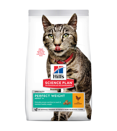 Hill's Science Plan לחתול בוגר Perfect Weight (עם עוף), 2.5 ק
